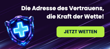 Sportwetten Banner mit Vertrauenssymbol und Jetzt wetten Button